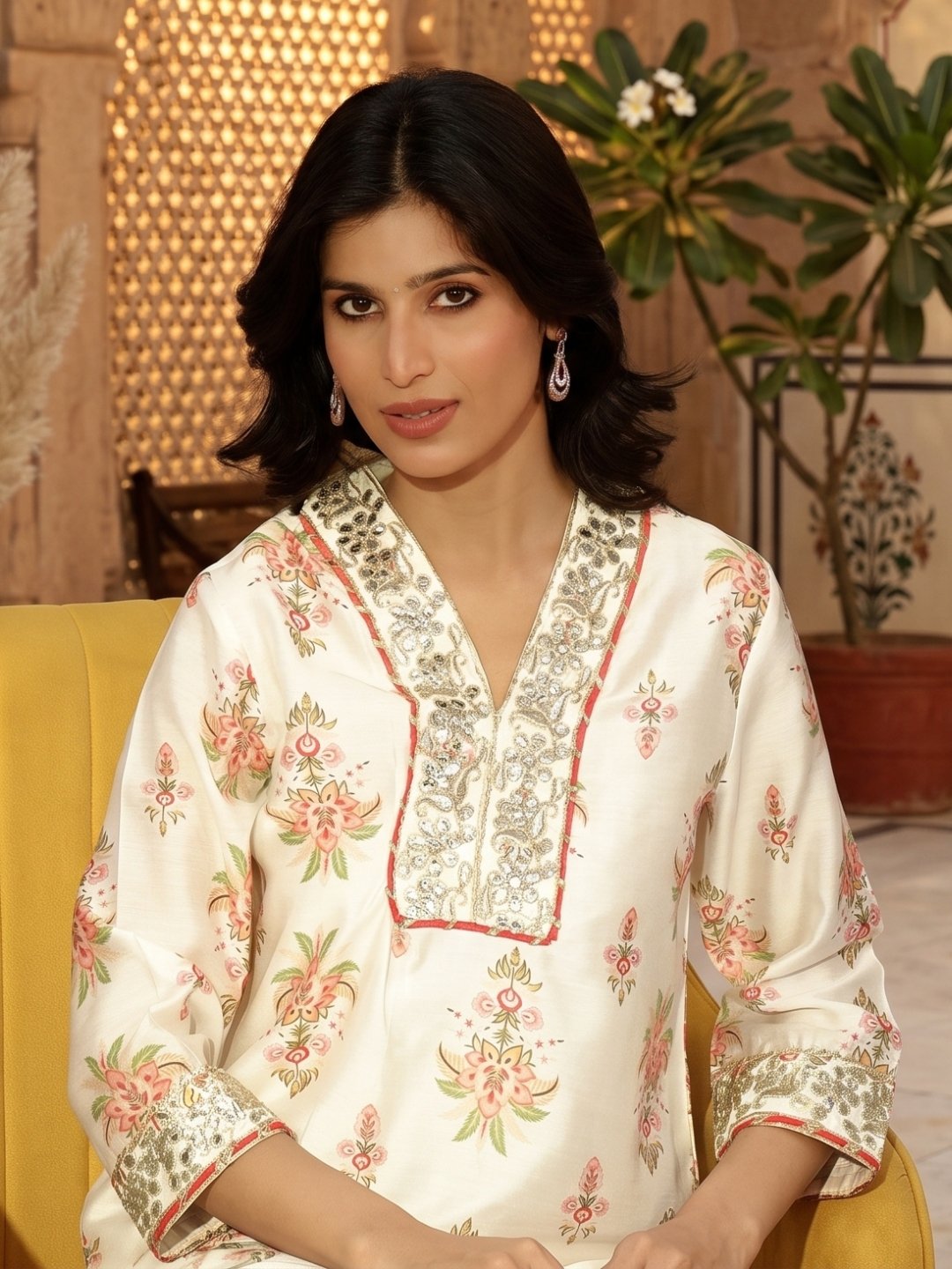 Chanderi Silk Floral Printed Co-Ord Set - Image 3