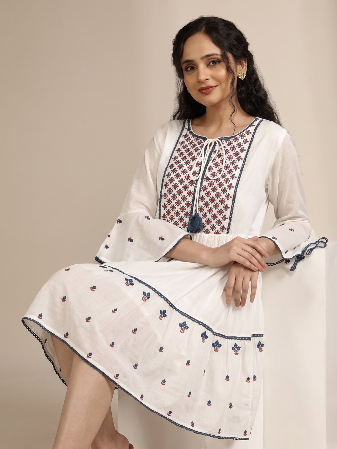 Cotton Mulmul Embroidered Designer Dress