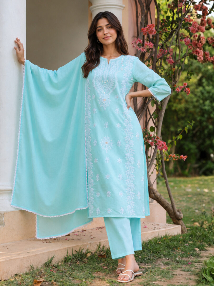 Embroidered Regular Chikankari Kurta
