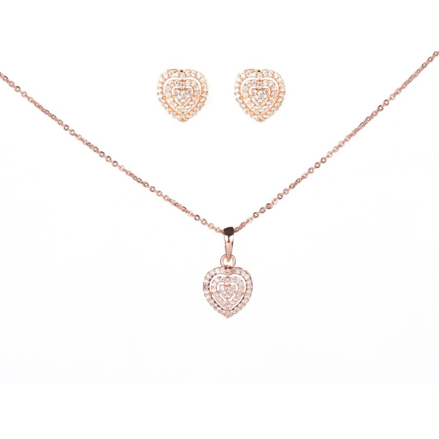 Chic Rose Gold Locket Set with Heart-Shaped Pendant