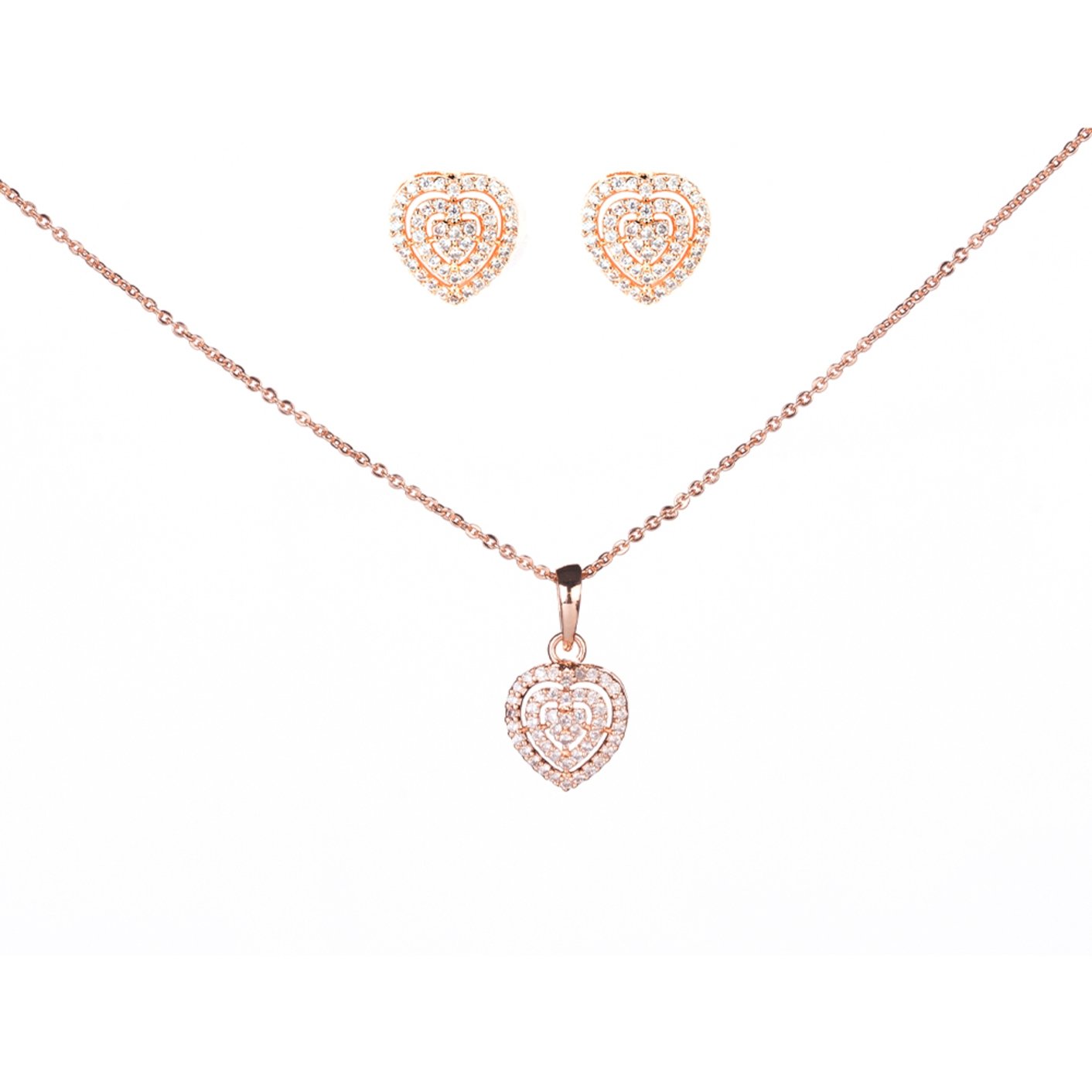 Chic Rose Gold Locket Set with Heart-Shaped Pendant