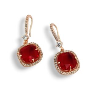 Square Rose Gold Hook Back Earrings