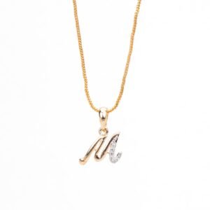 Alphabet M Two Tone Locket with Chain (18")