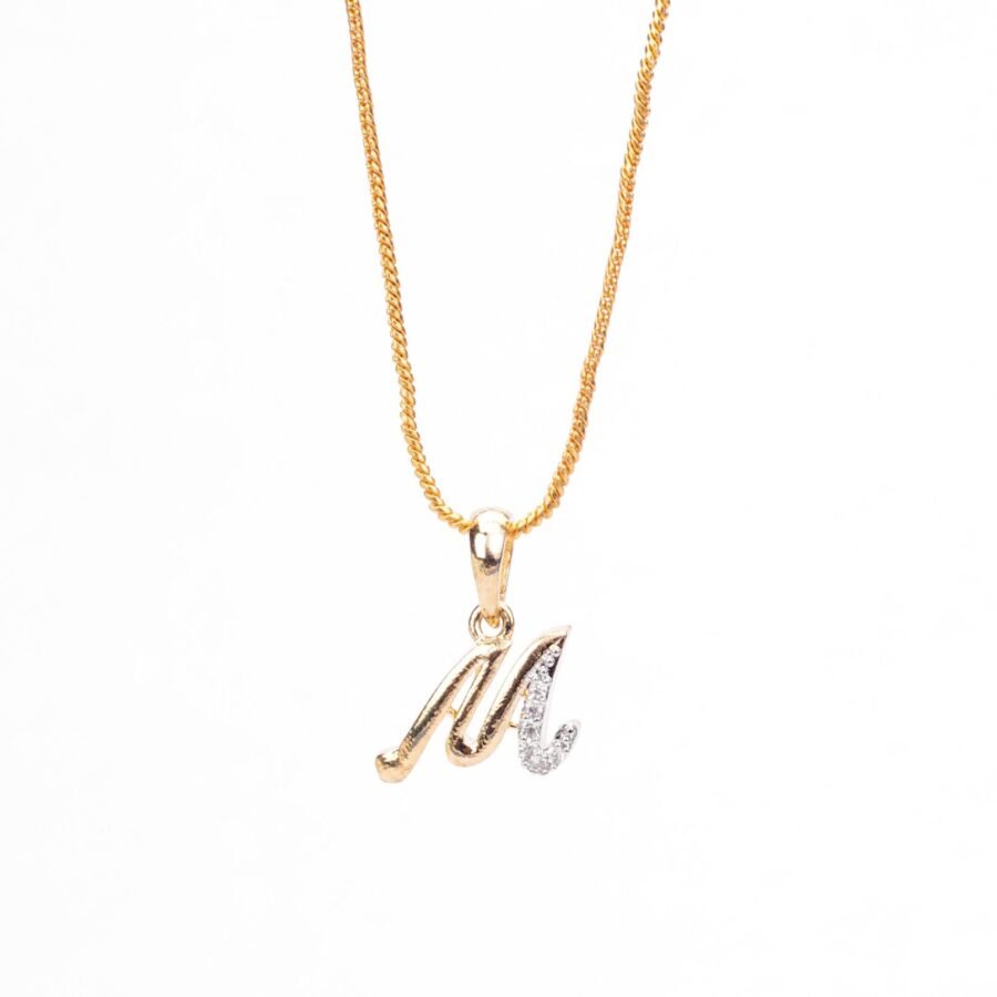 Alphabet M Two Tone Locket with Chain (18")