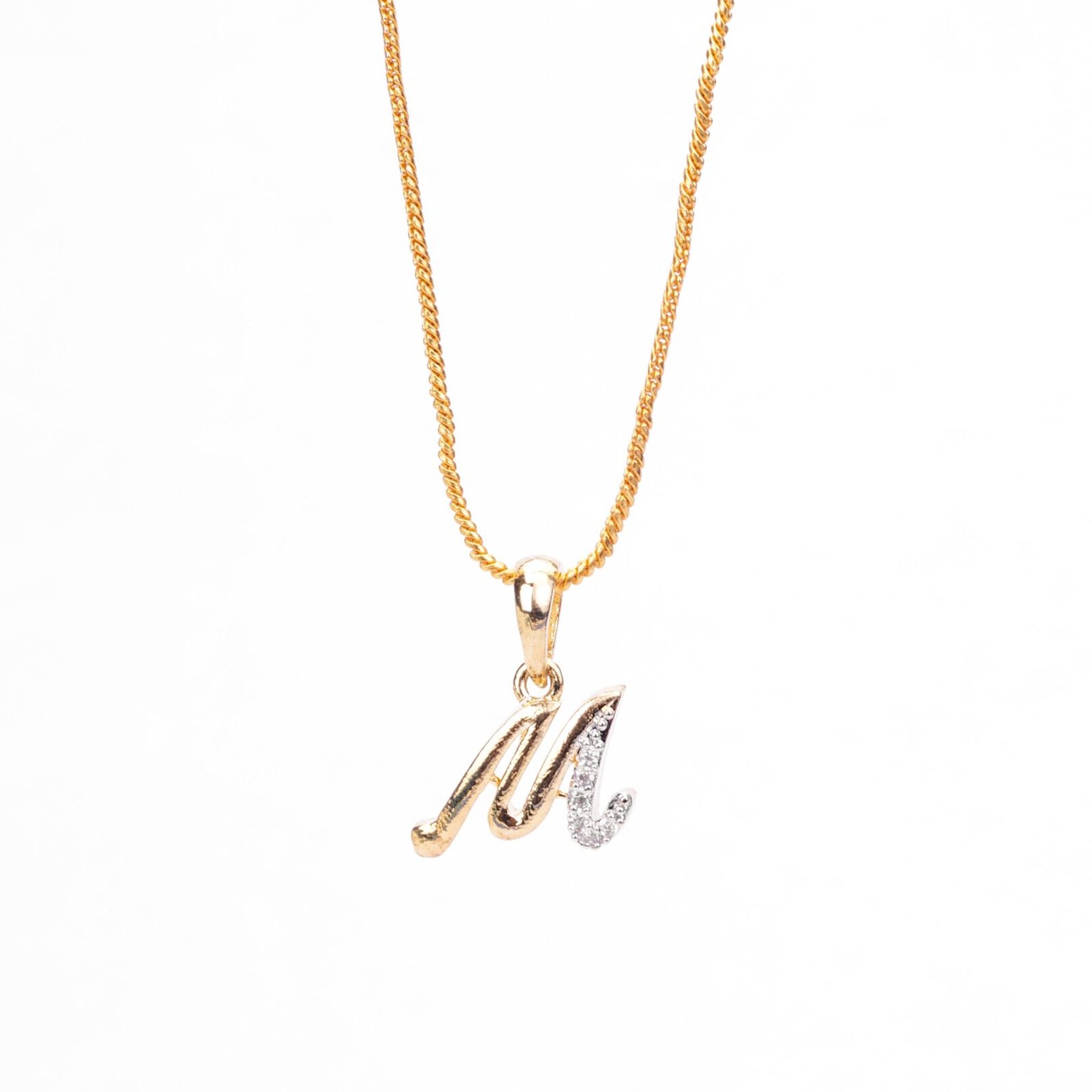 Alphabet M Two Tone Locket with Chain (18")