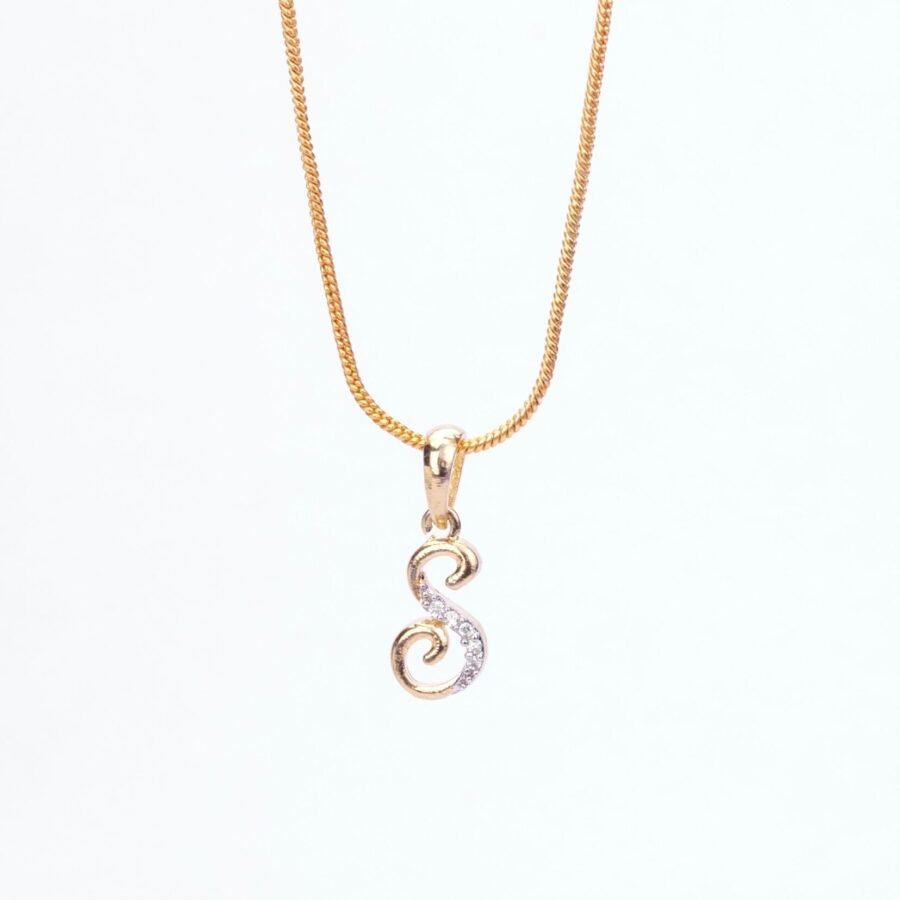 Alphabet S Two Tone Locket with Chain (18")