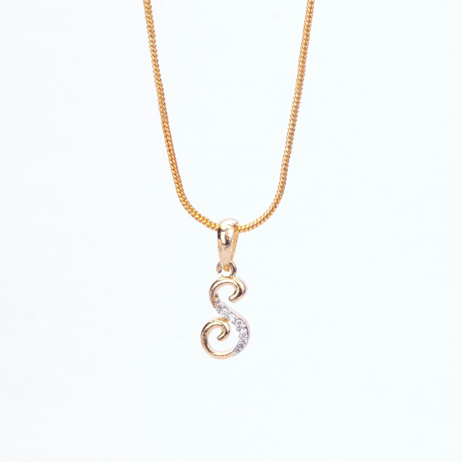 Alphabet S Two Tone Locket with Chain (18")