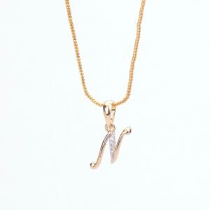 Alphabet N Two Tone Locket with Chain (18")