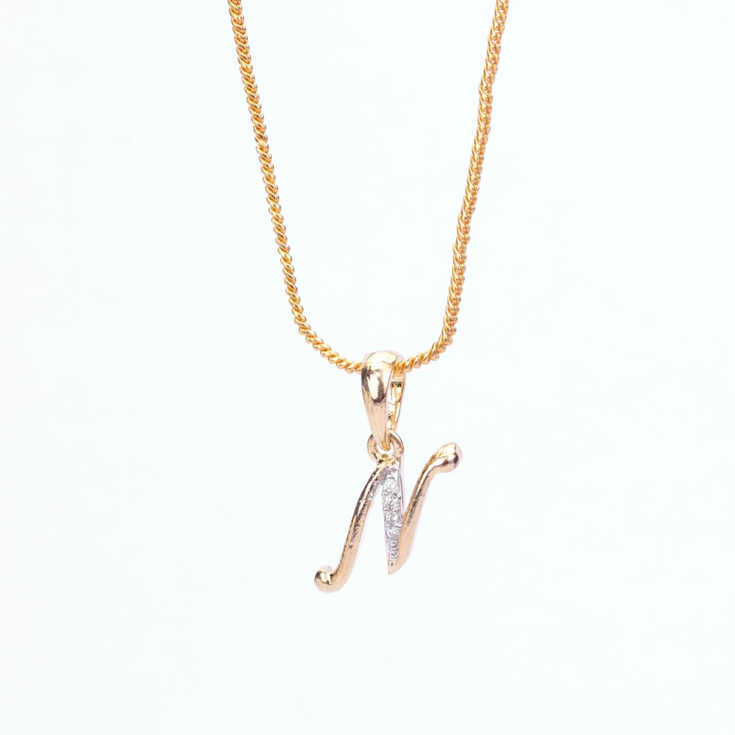 Alphabet N Two Tone Locket with Chain (18")