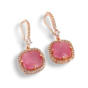 Square Rose Gold Hook Back Earrings
