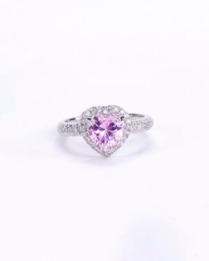 Rhodium Pink Cubic Zirconia Ring