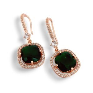 Square Rose Gold Hook Back Earrings