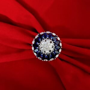 Azure Echo Crystal Blue Rhodium Ring