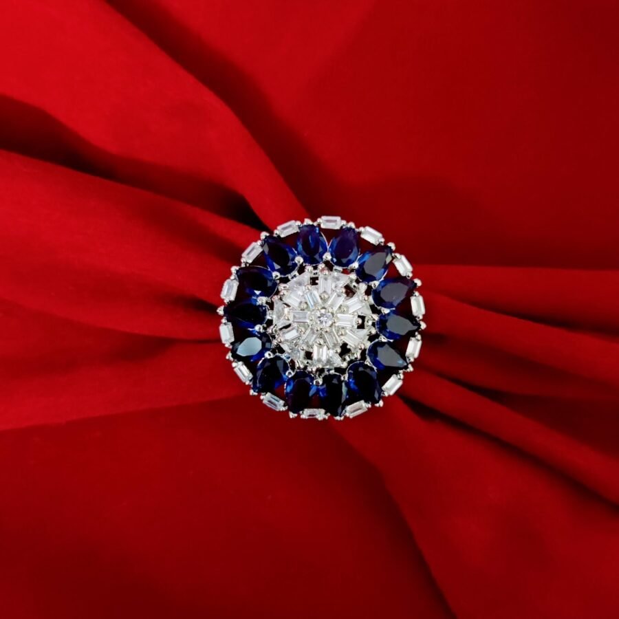 Azure Echo Crystal Blue Rhodium Ring