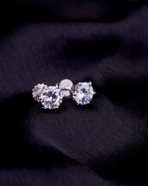 Single White Stud Screw Earrings