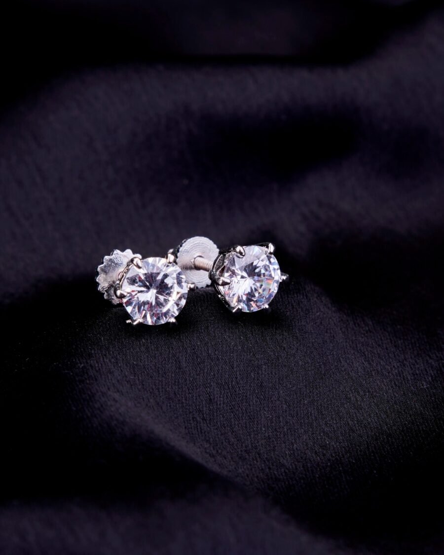 Single White Stud Screw Earrings