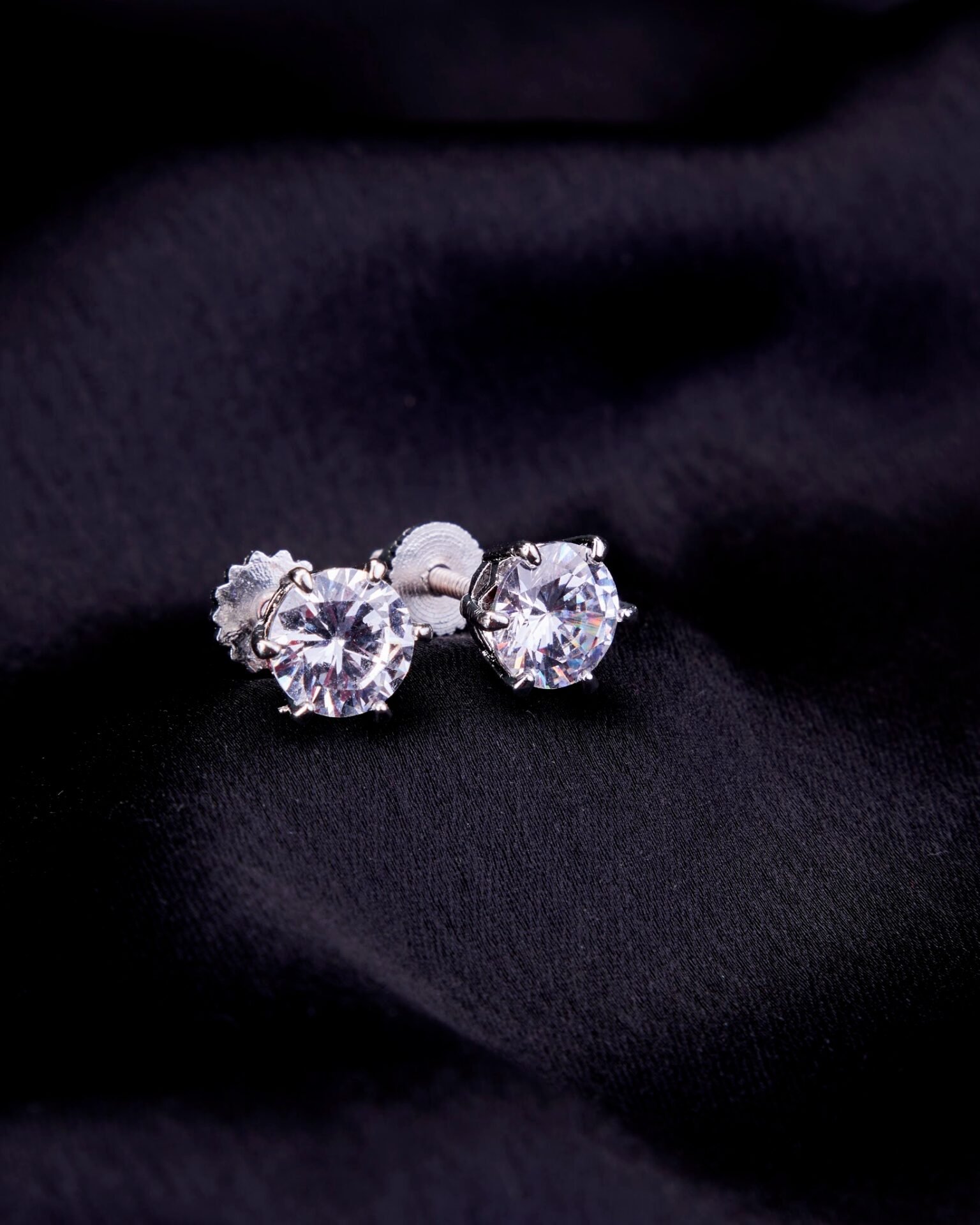 Single White Stud Screw Earrings