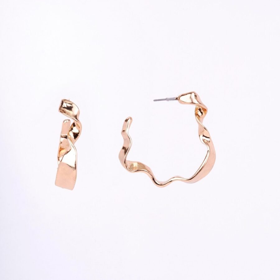 Classic Golden Plated Half Bamboo Hoops Studs
