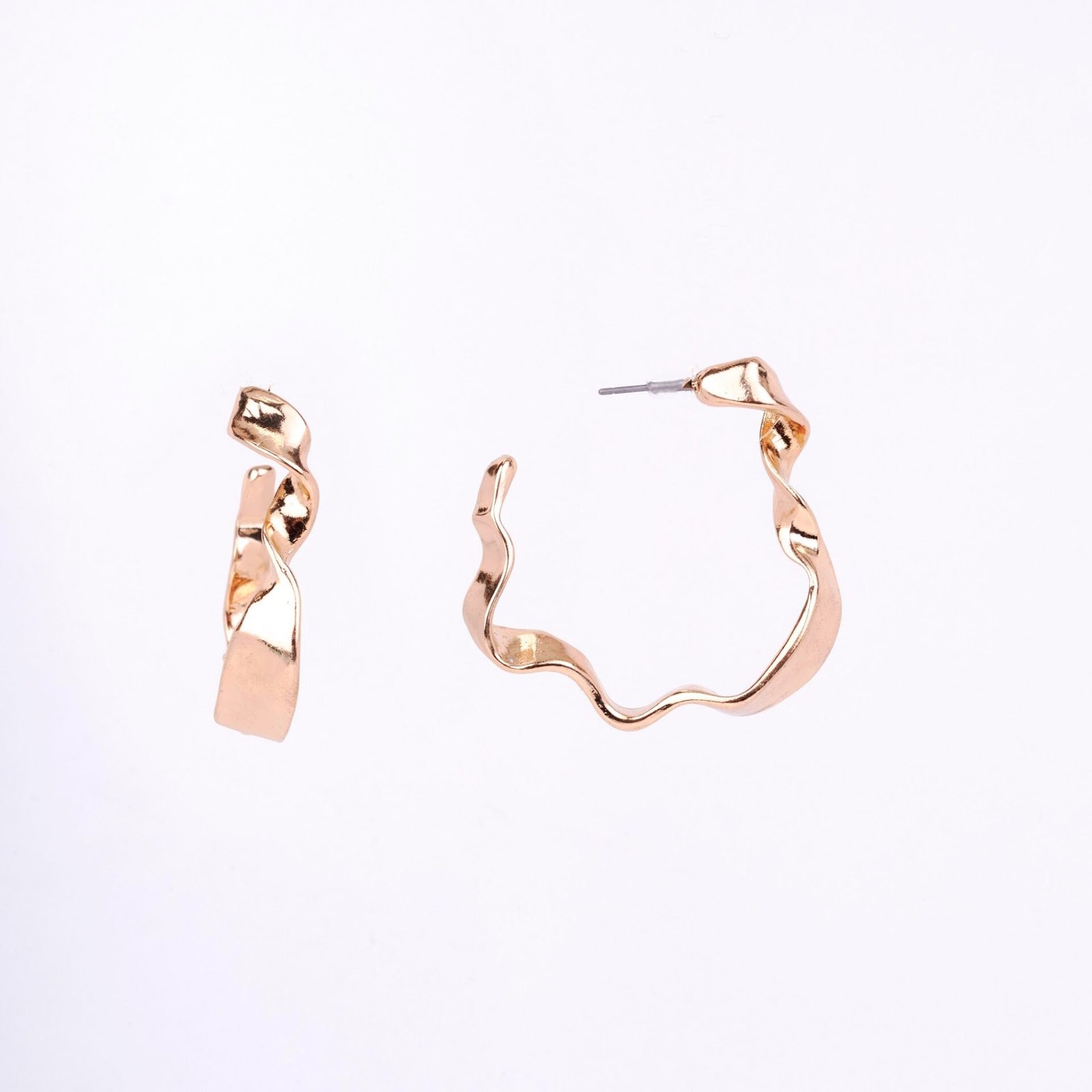 Classic Golden Plated Half Bamboo Hoops Studs