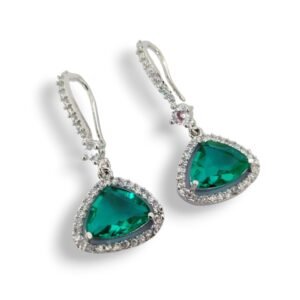 Triangle Rhodium Hook Back Earrings
