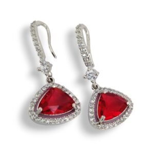 Triangle Rhodium Hook Back Earrings