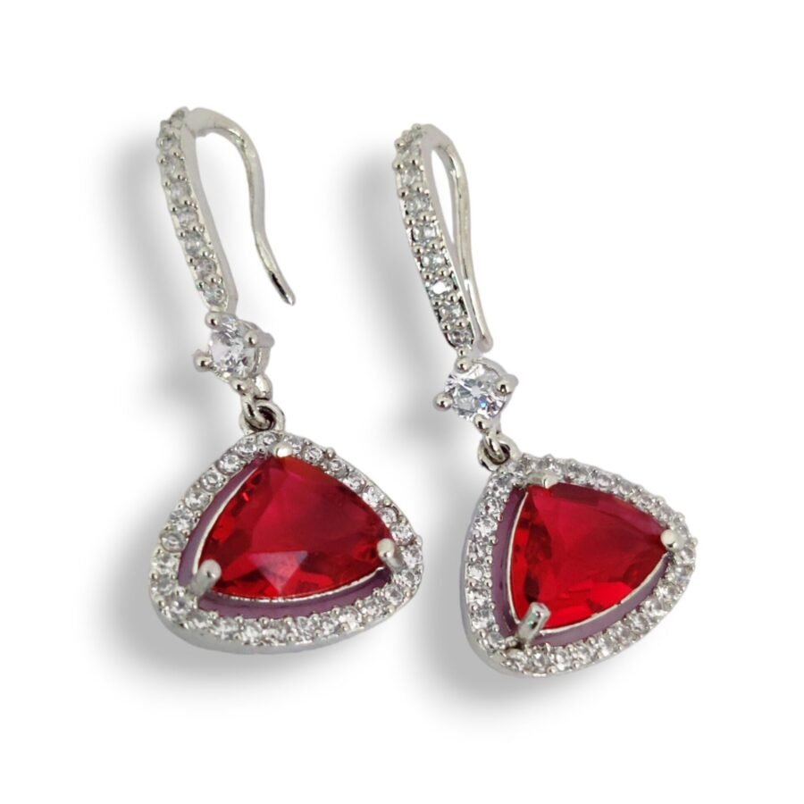 Triangle Rhodium Hook Back Earrings