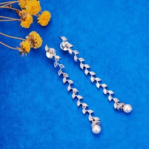 Rhodium Shine Long Earrings