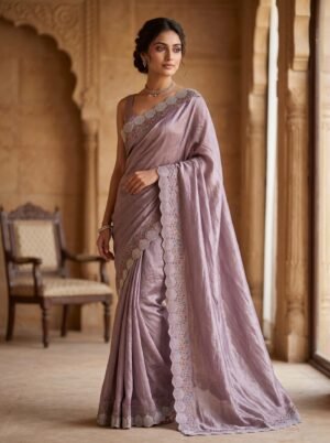 Dusty Amethyst Textured Organza Silk Saree