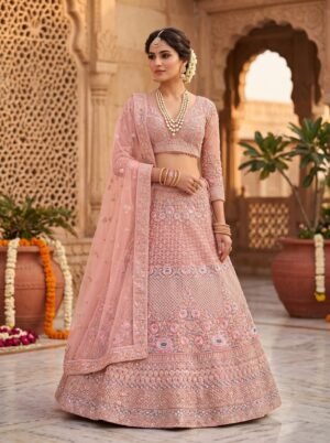 Dusty Nude Beige Floral Medallion Embroidered Designer Lehenga Choli