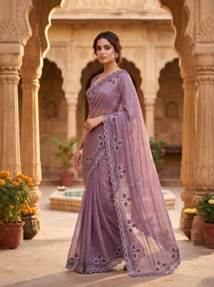 Lavender Lilac Dream Star Scallop Saree