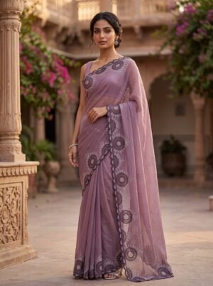 Lilac Dusk Embroidered Occasion Saree