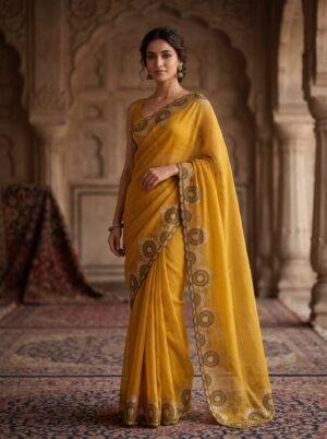 Marigold Glow Mustard Festive Saree
