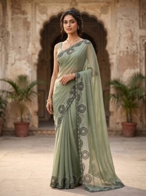 Sage Whisper Pastel Green Saree