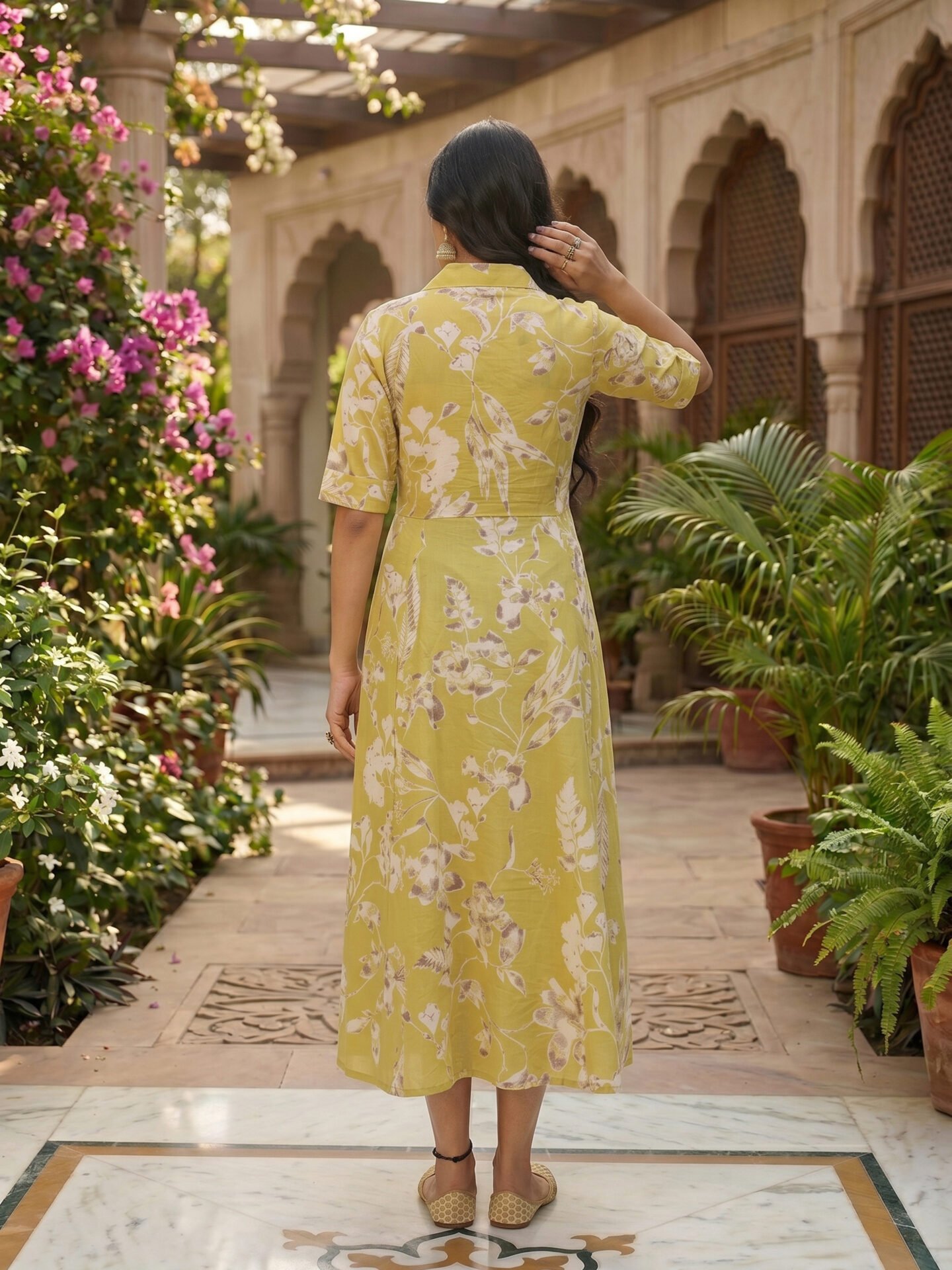 Citrus Grove Floral Print Button-Down Midi Dress - Image 2