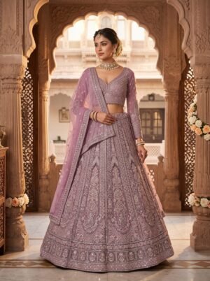 Elara Lavender Silver Embroidered Bridal Lehenga Set