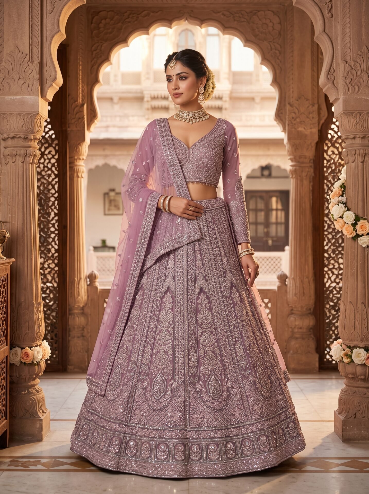 Elara Lavender Silver Embroidered Bridal Lehenga Set