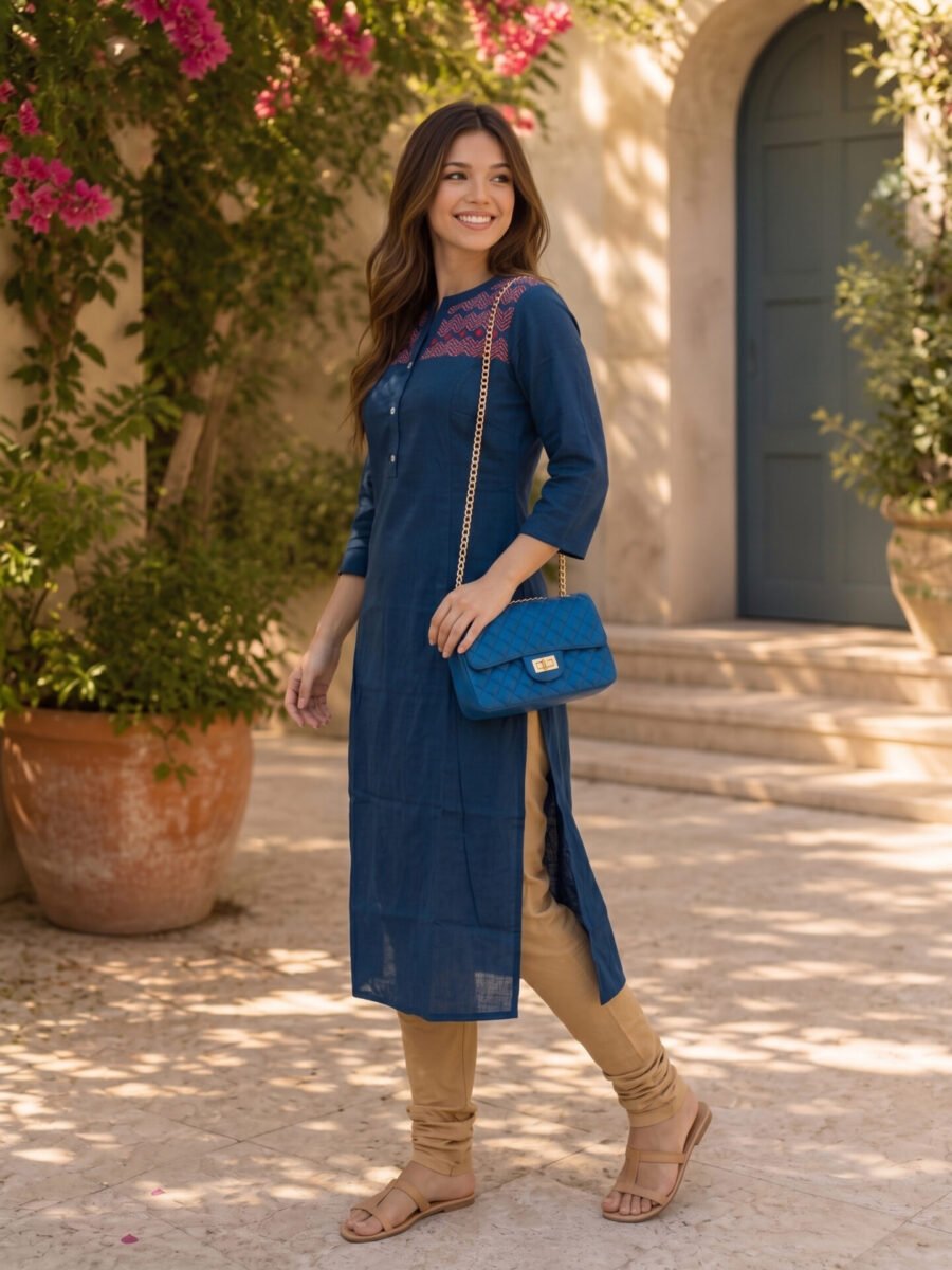 Indigo Charm Yoke Kurta Set