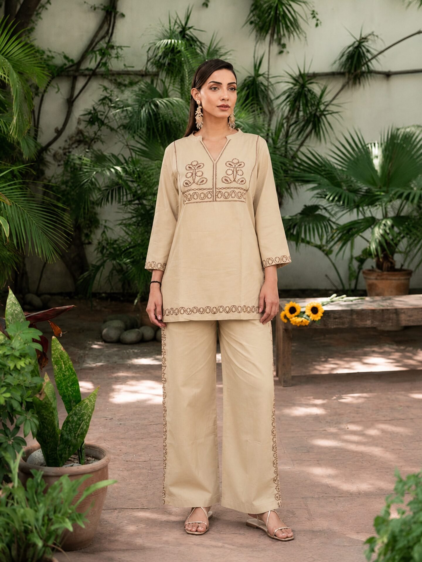 Ivory Meadow Embroidered Kurta Pant Set - Image 3