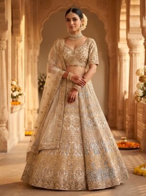 Maira Ivory Gold Silver Embroidered Bridal Lehenga Set