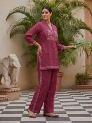 Mulberry Grace Embroidered Kurta Pant Set
