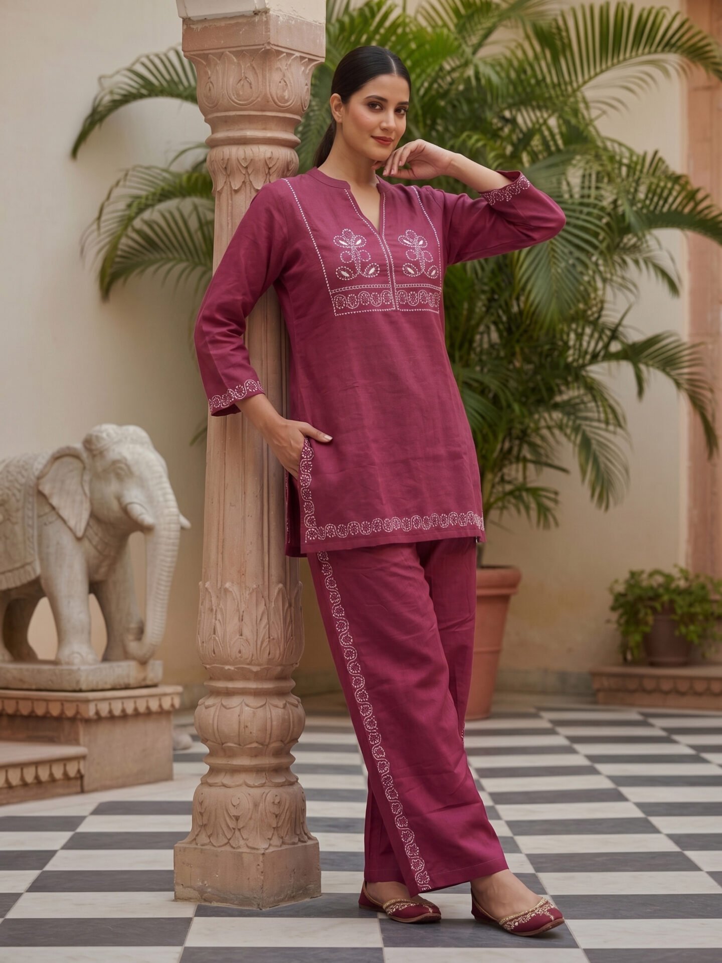 Mulberry Grace Embroidered Kurta Pant Set - Image 2