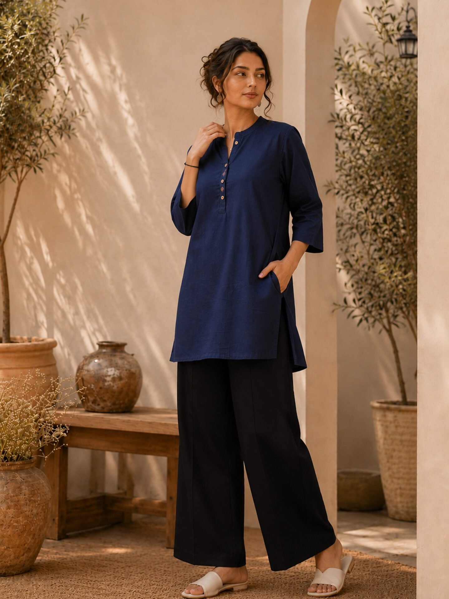 Sapphire Ease Solid Kurta Pant Set - Image 2