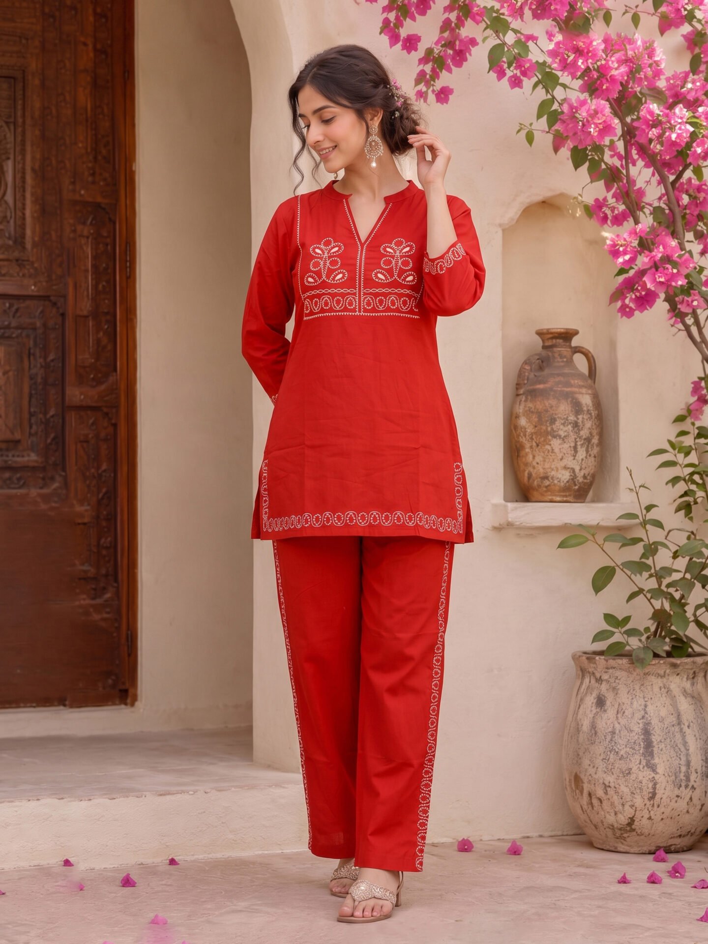 Scarlet Vine Embroidered Kurta Pant Set - Image 3