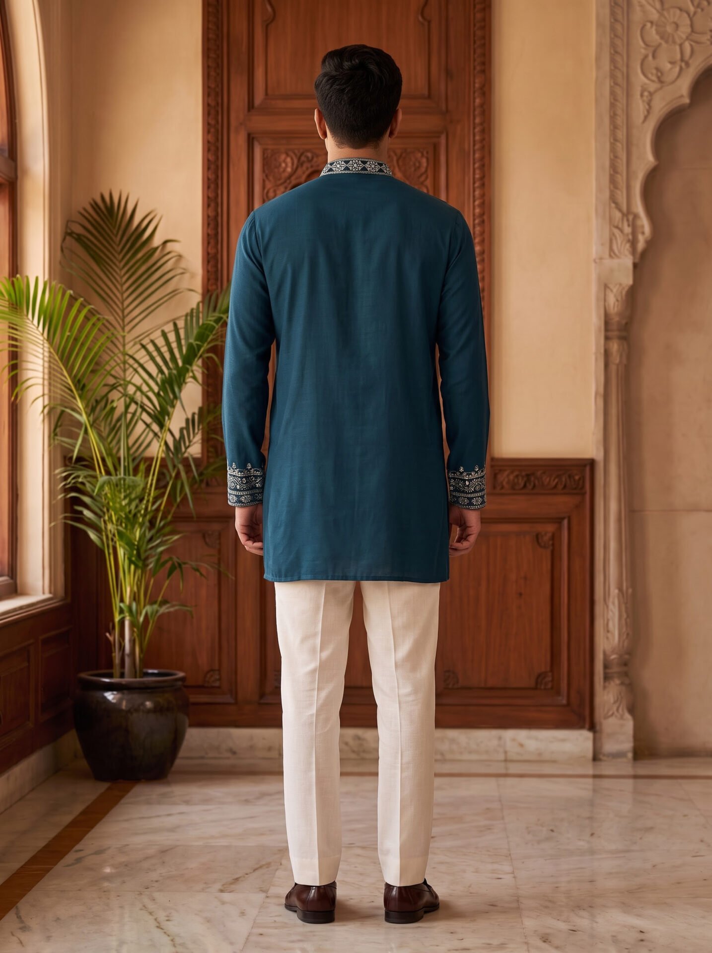 Kerosine Colour Mirror Work Men's Kurta - Image 3