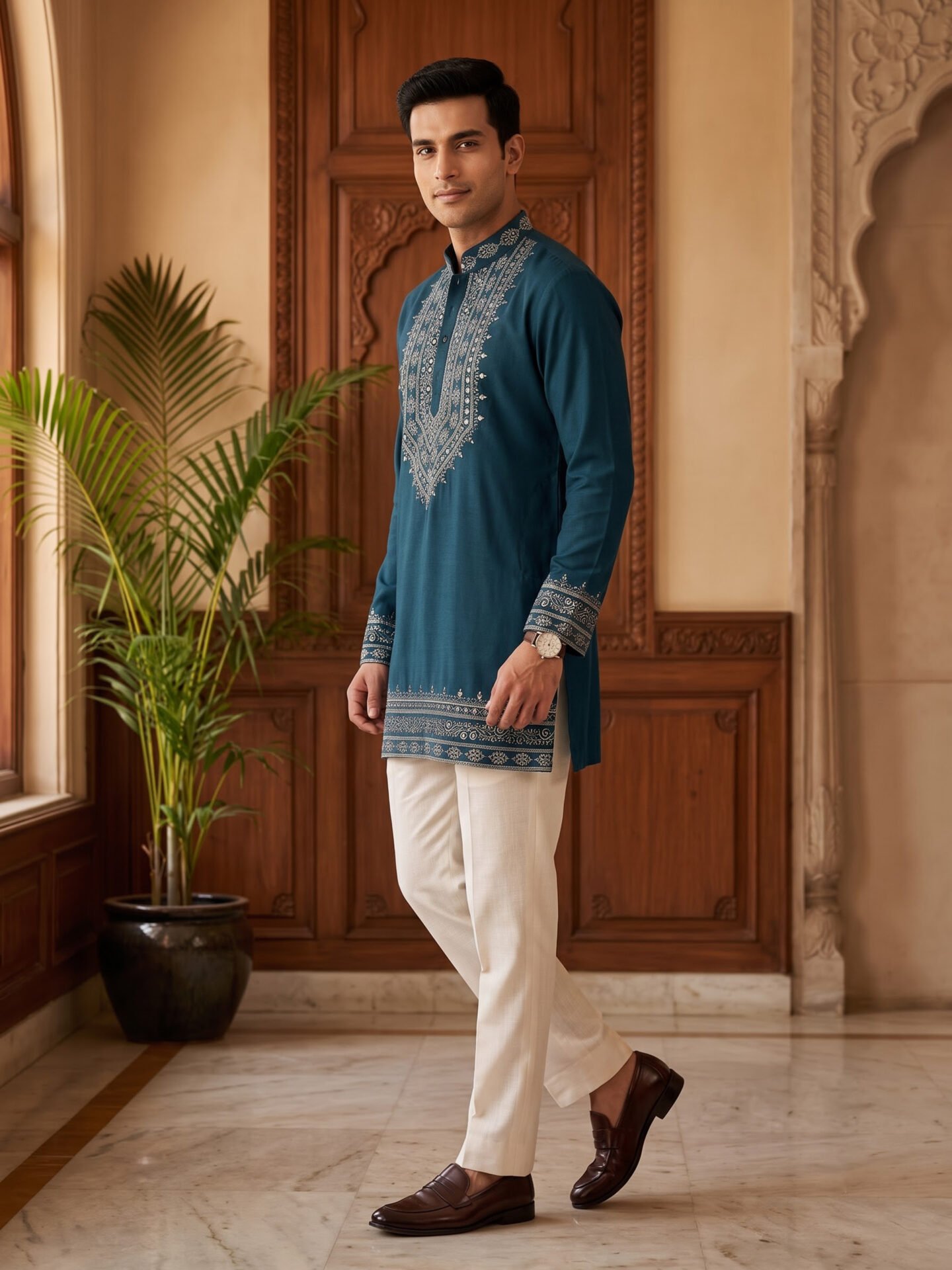 Kerosine Colour Mirror Work Men's Kurta - Image 2