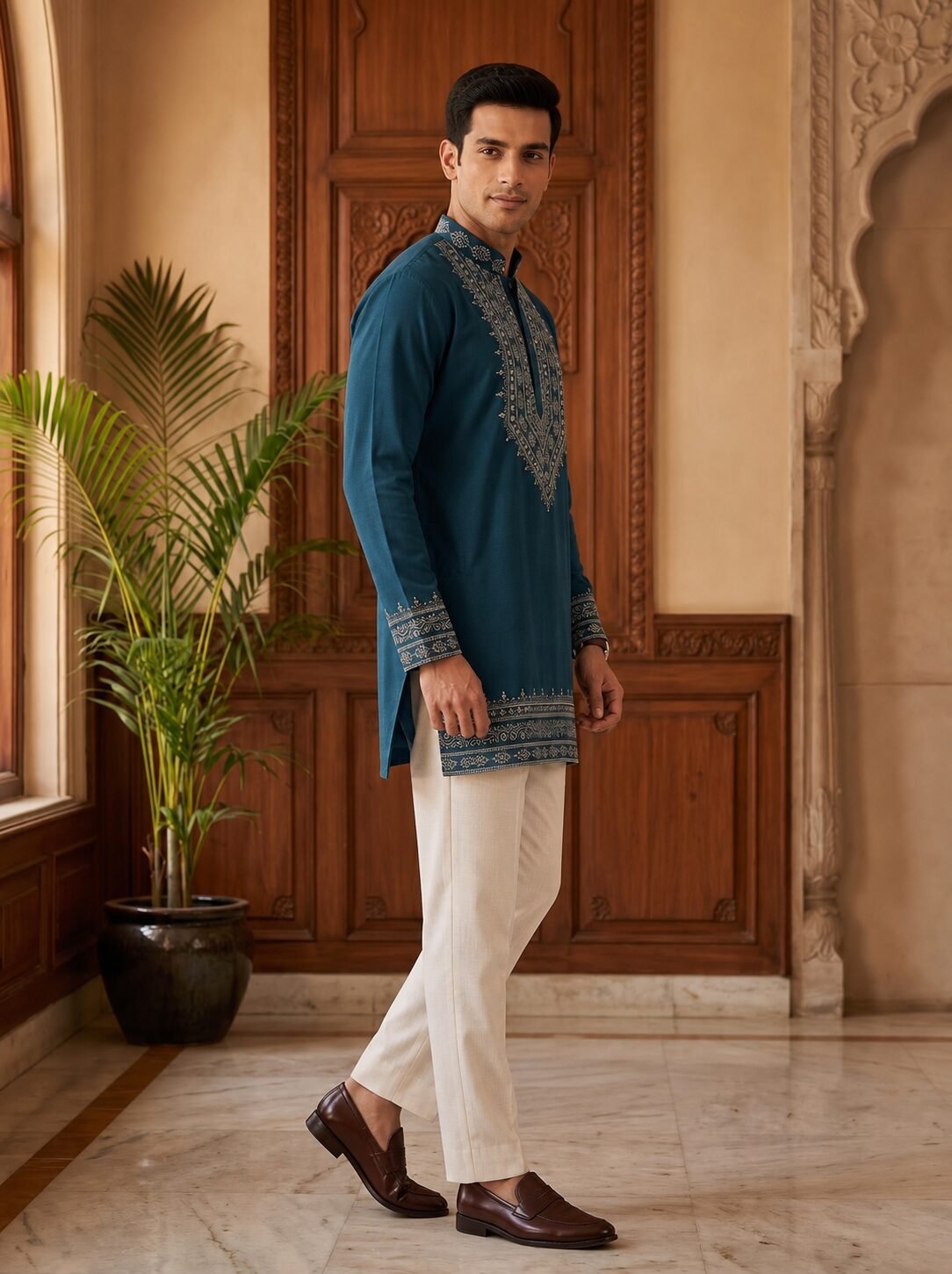 Kerosine Colour Mirror Work Men's Kurta - Image 4