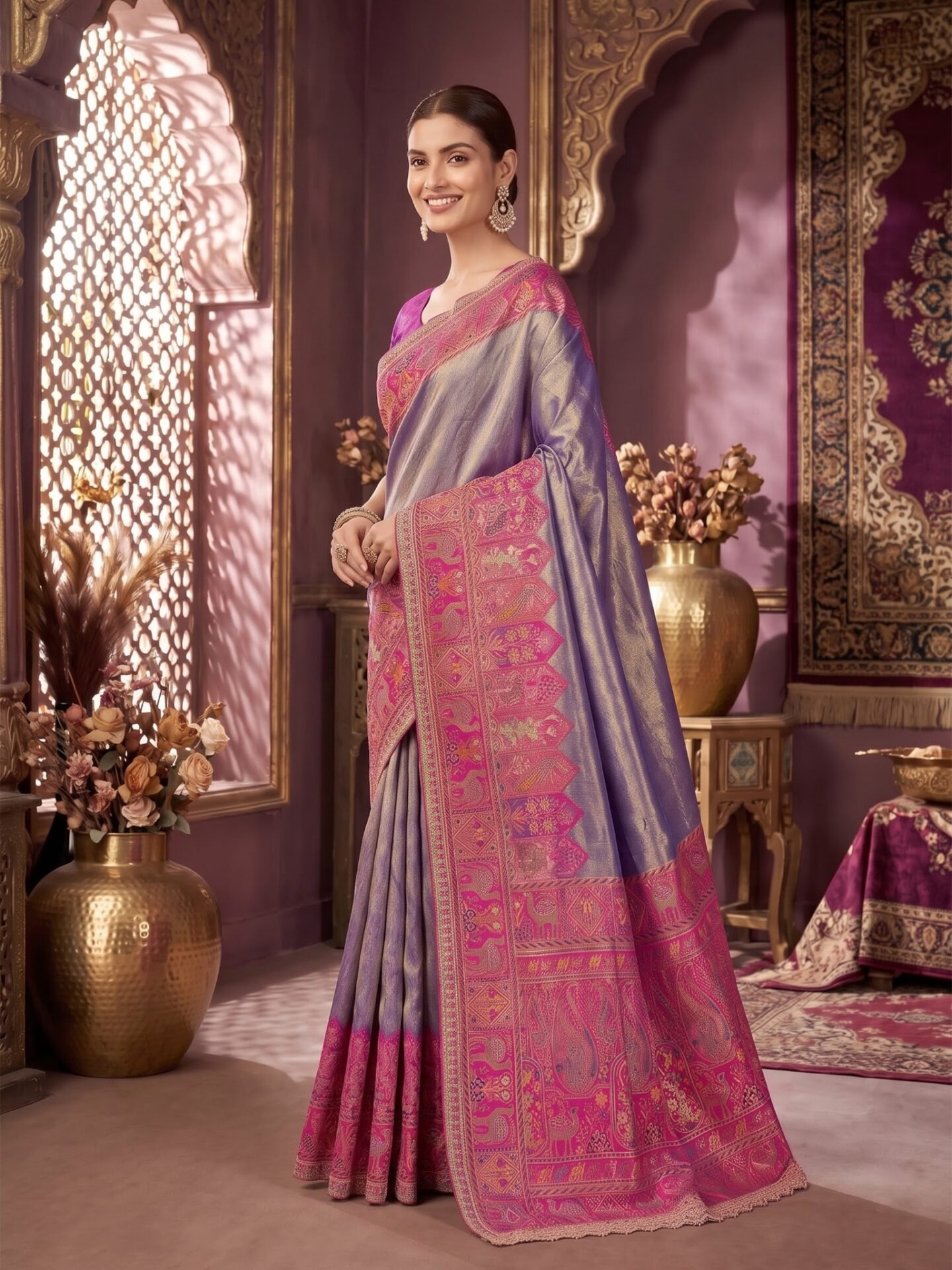 Arohi Amethyst Rani Zari Woven Silk Blend Saree - Image 3