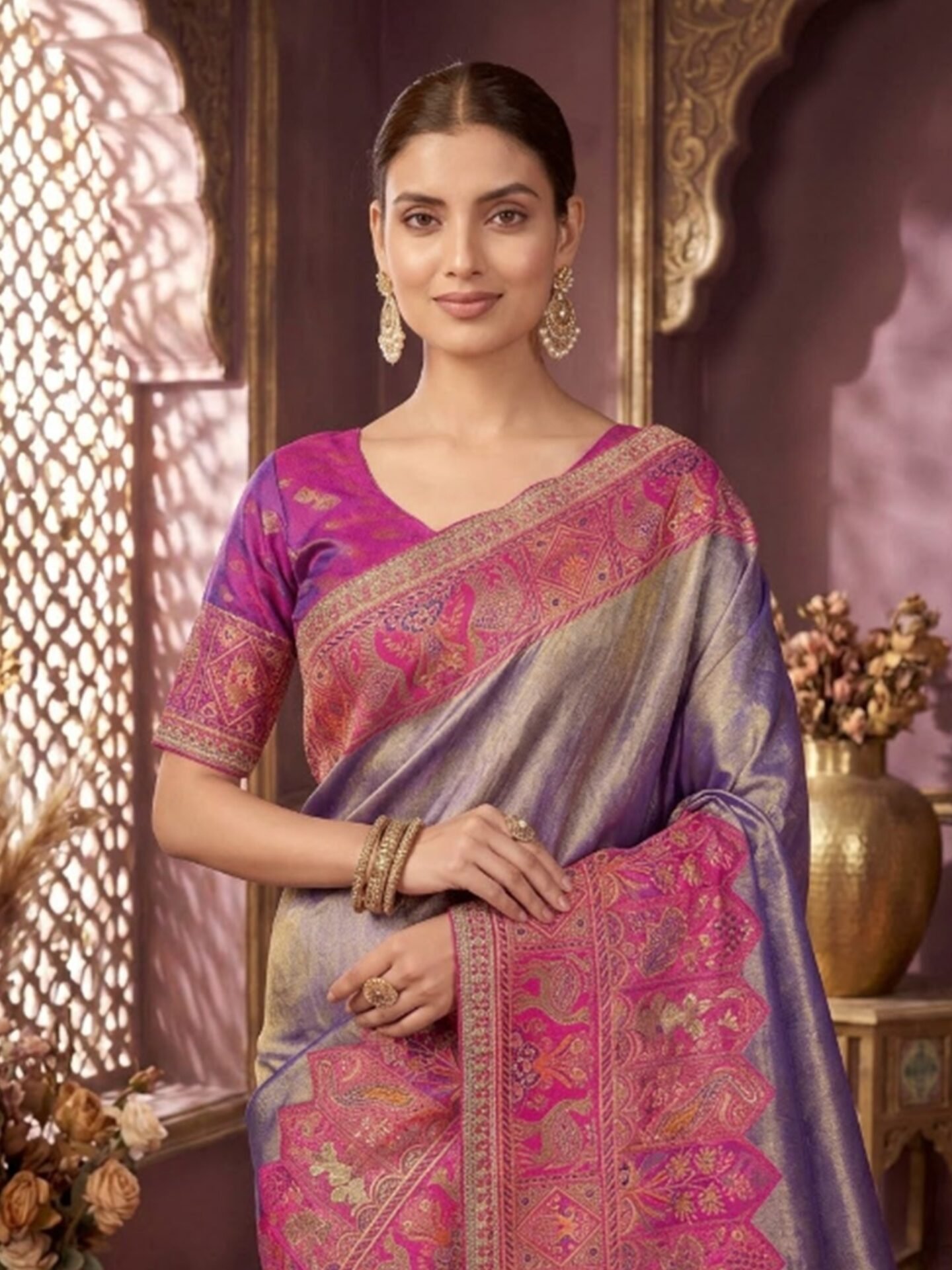 Arohi Amethyst Rani Zari Woven Silk Blend Saree - Image 4