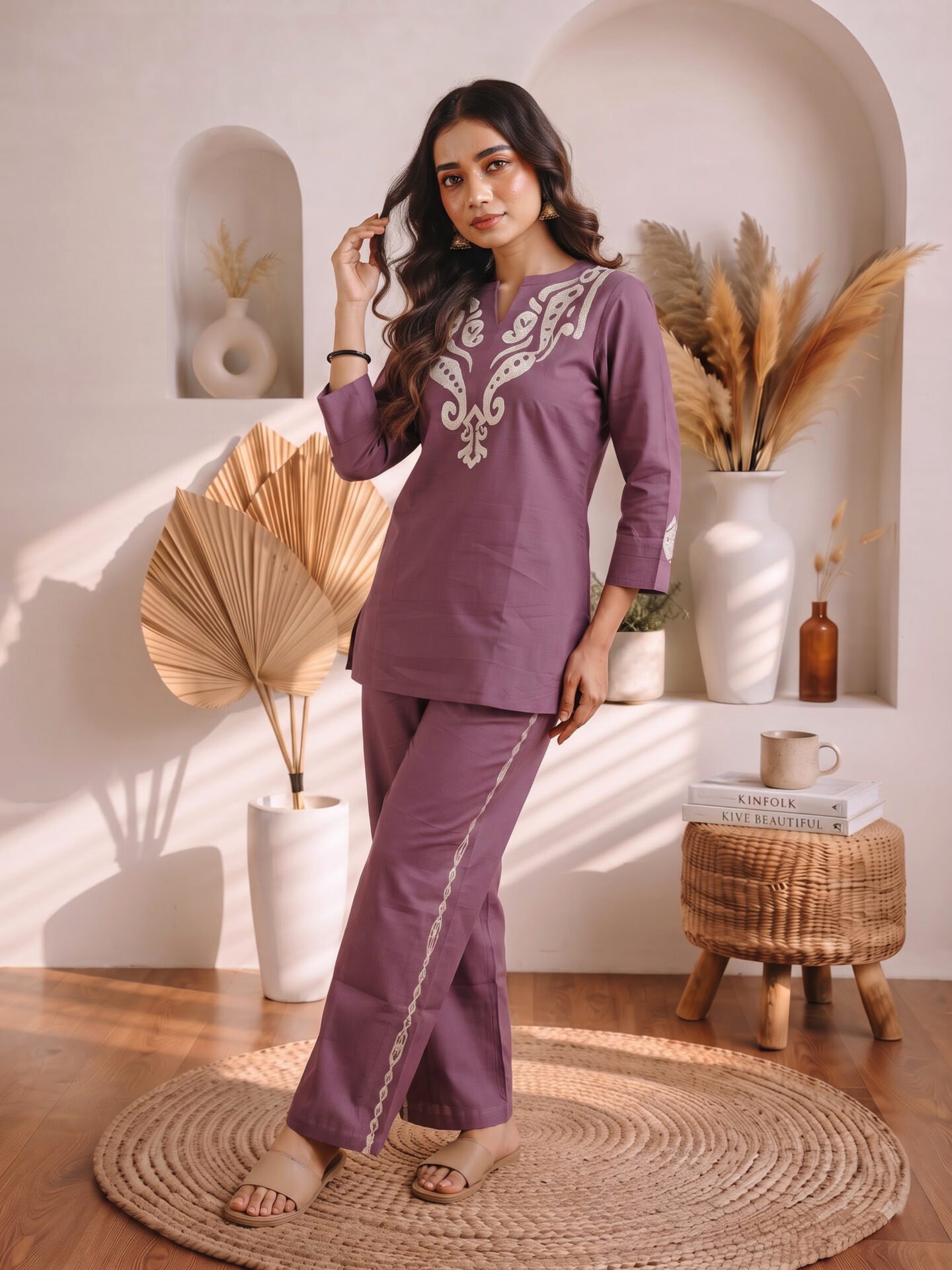 Mauve Mirage Embroidered Co-ord Set