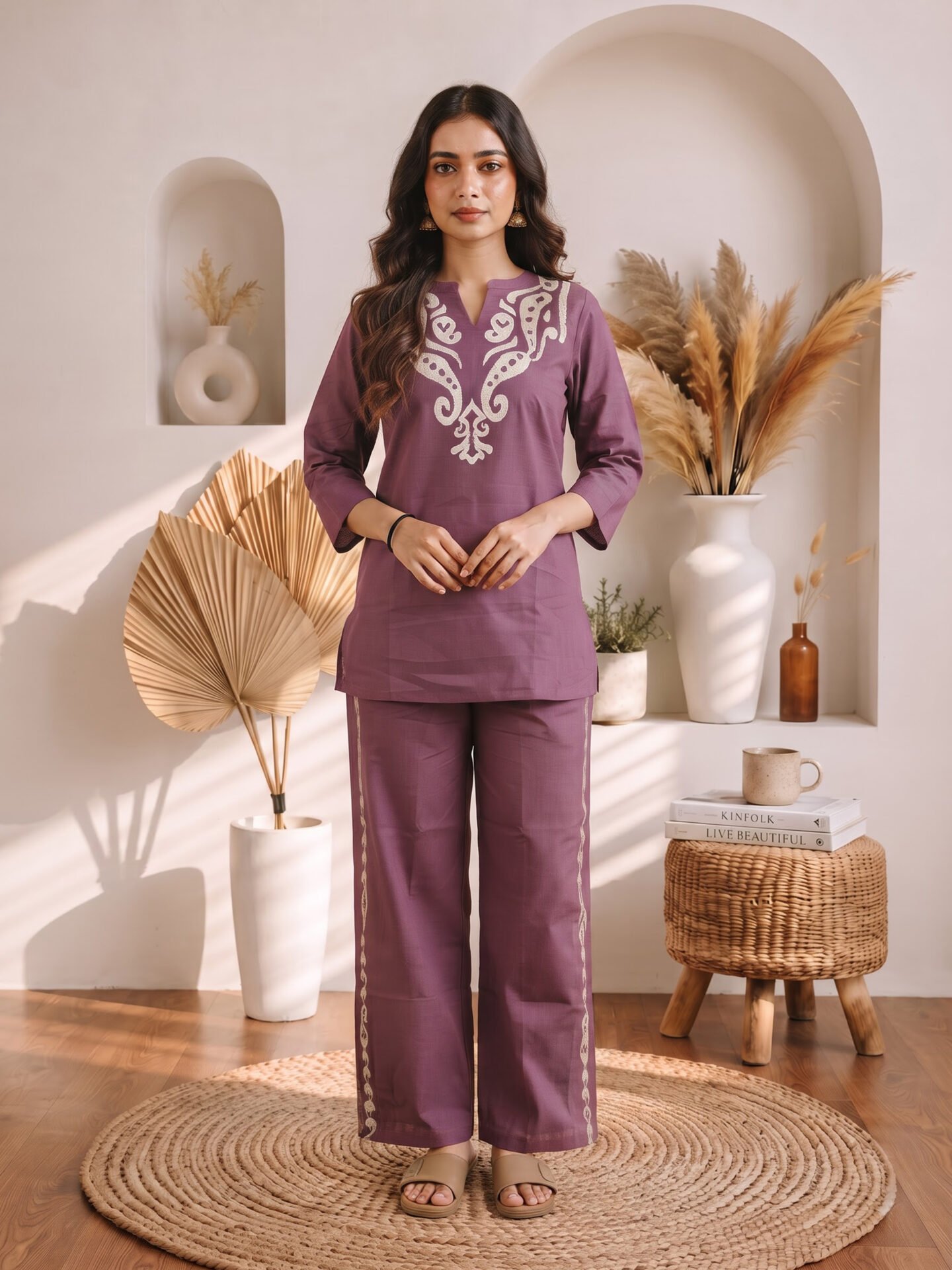 Mauve Mirage Embroidered Co-ord Set - Image 2